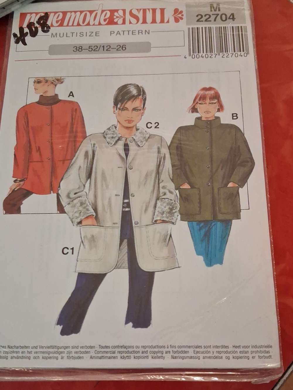 Women's Multisize Pea Coat Pattern – Neutral Beige, Olive & Rust Options